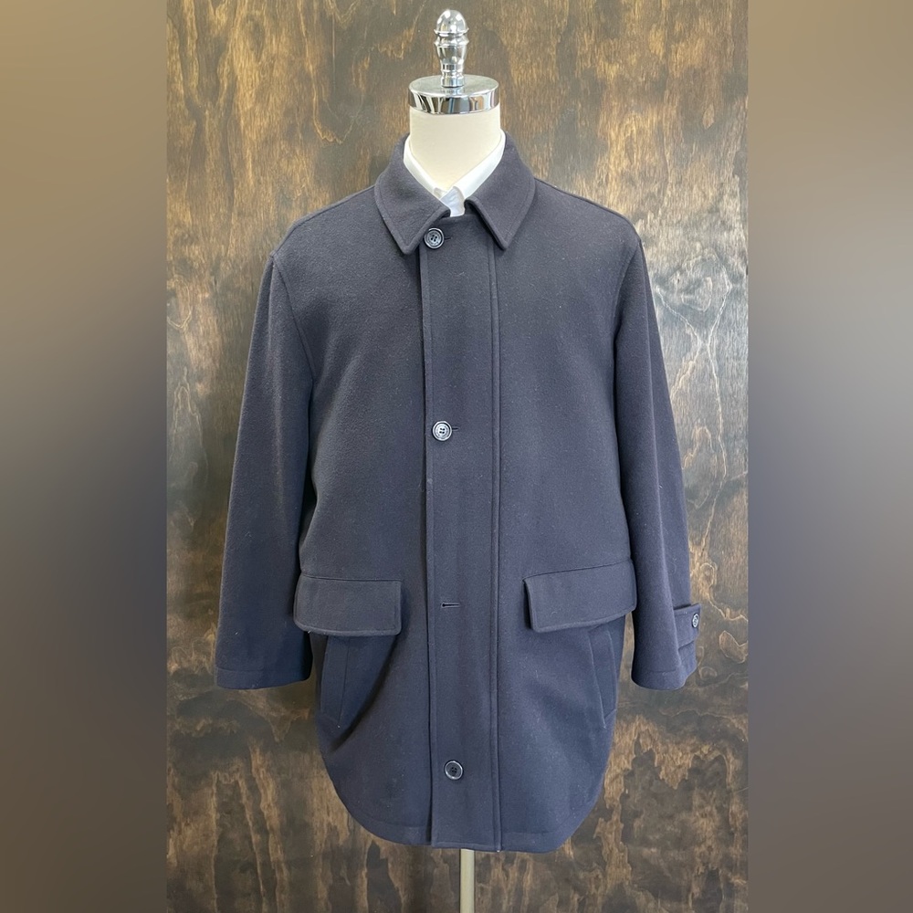 BURBERRY Made in Italy Vintage Melton Wool & Cashmere Car Coat in Navy 54 US XL